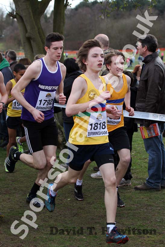 Thomas Coyne (North East) in the Under-15 Boys, McCain Inter Counties Cross Country, Cofton Park, Birmingham.